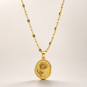 Rose Medallion Gold-Tone Necklace