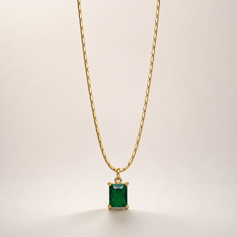 Emerald Square Gold-Tone Pendant Necklace
