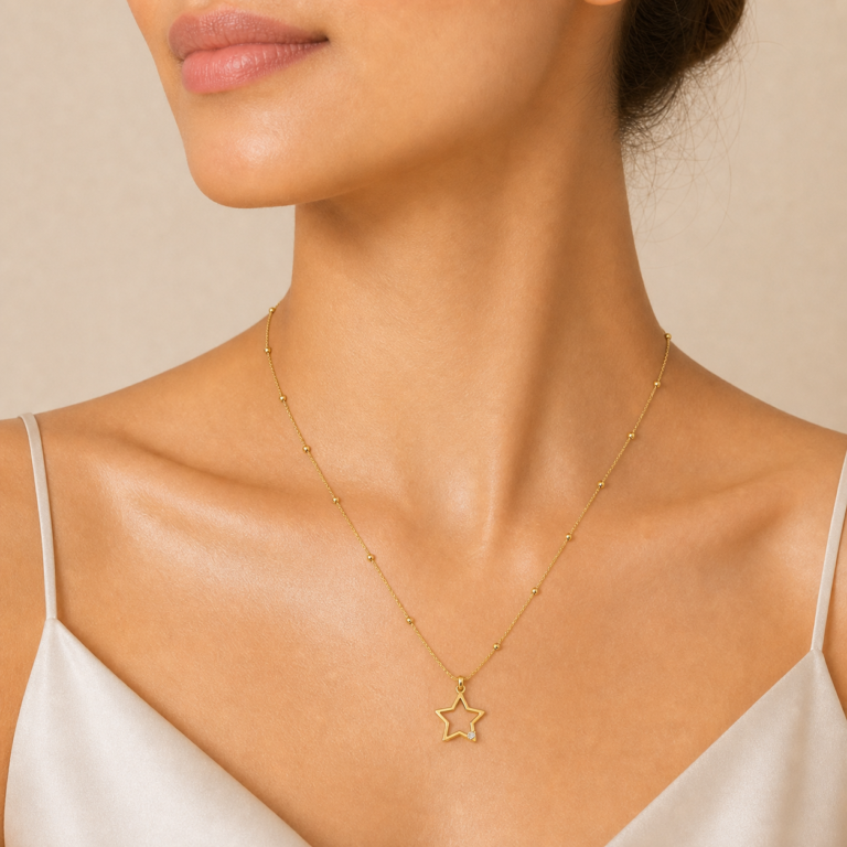 Open Star Gold-Tone Pendant Necklace