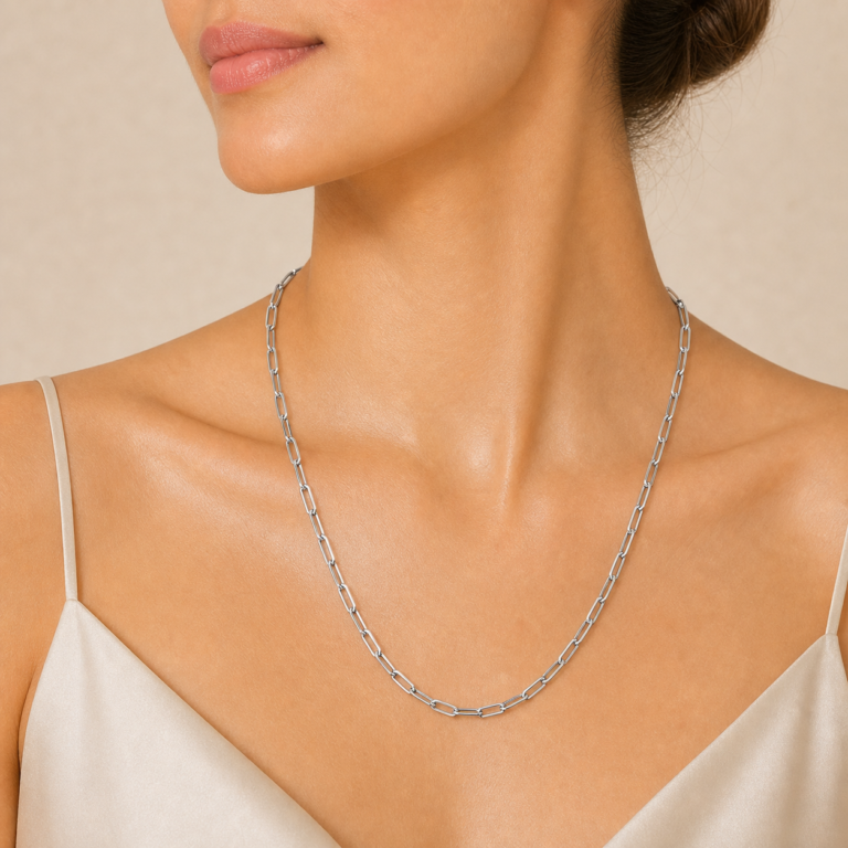 Silver-Tone Paperclip Chain Necklace