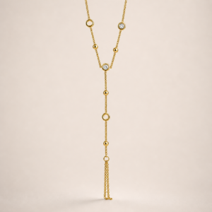 Circle Link Gold-Tone Drop Necklace