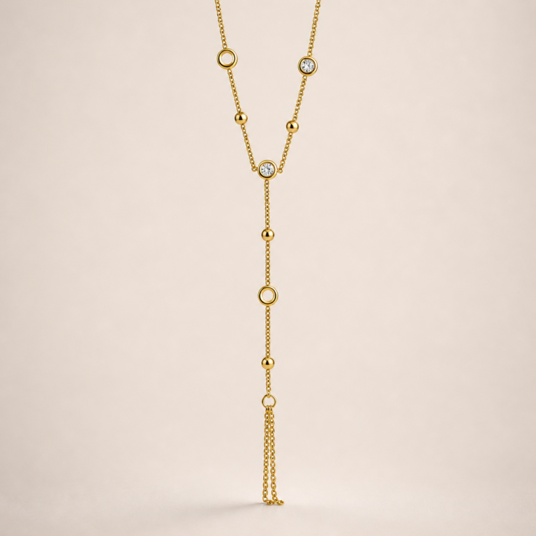 Circle Link Gold-Tone Drop Necklace