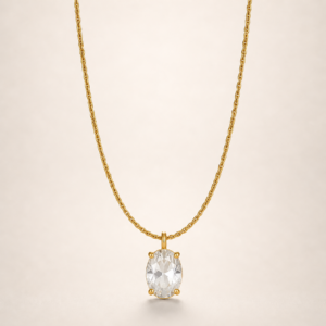 Oval Crystal Gold-Tone Pendant Necklace