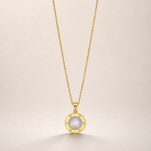 Opal Round Gold-Tone Pendant Necklace