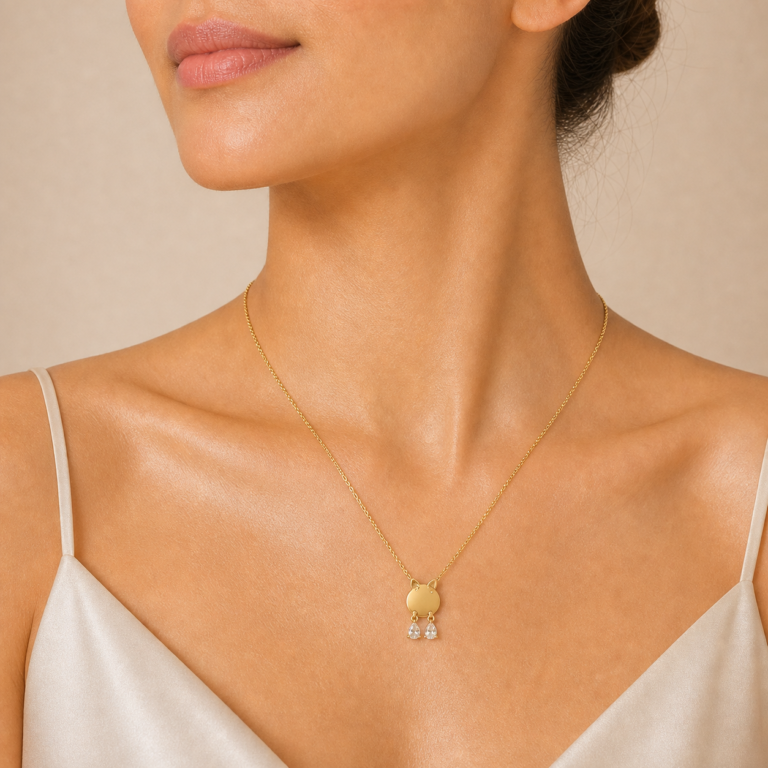 Duo Drop Charm Gold-Tone Necklace