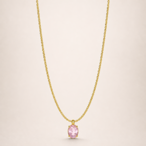 Pink Cushion Gold-Tone Pendant Necklace