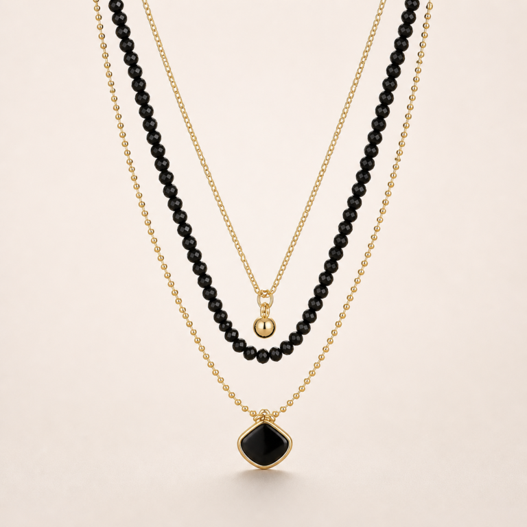 Midnight Layered Gold-Tone Necklace
