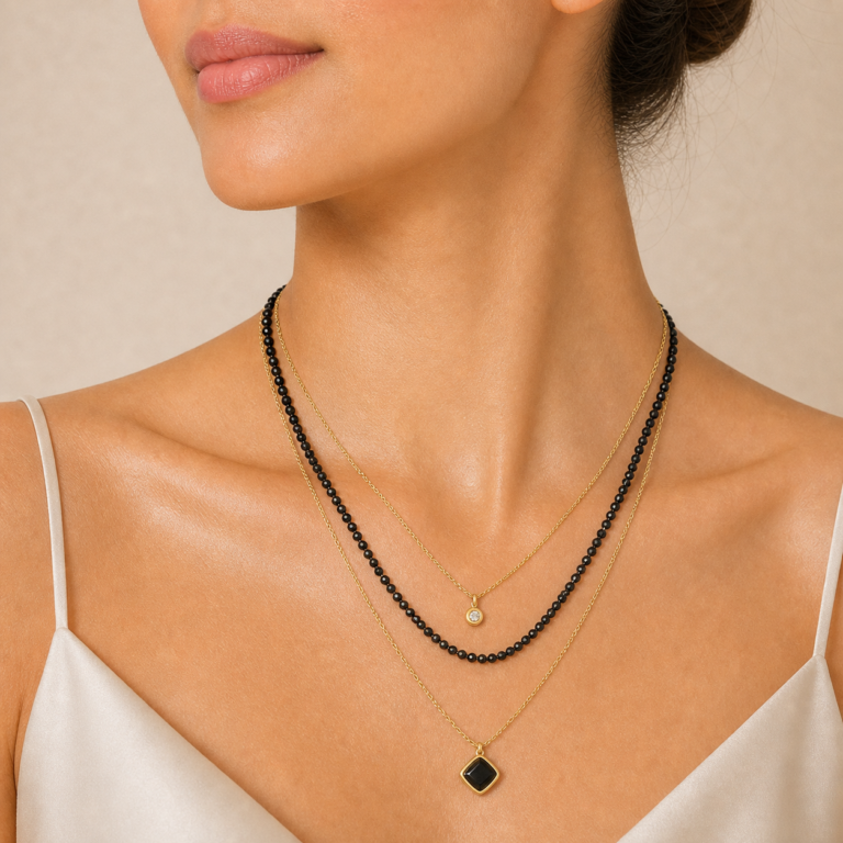 Midnight Layered Gold-Tone Necklace