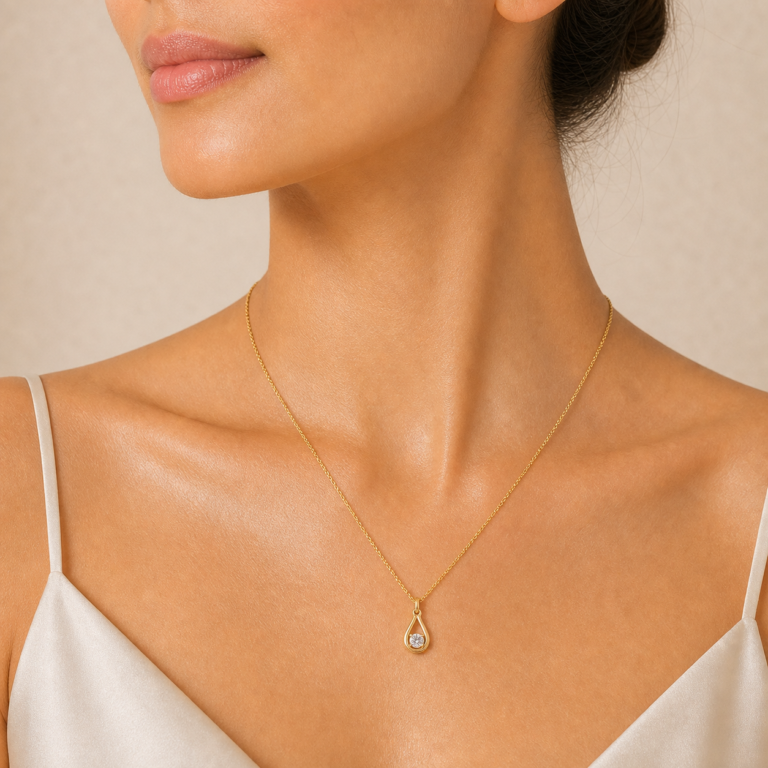 Teardrop Crystal Gold-Tone Necklace