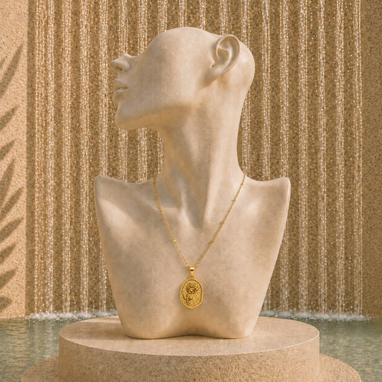 Rose Medallion Gold-Tone Necklace