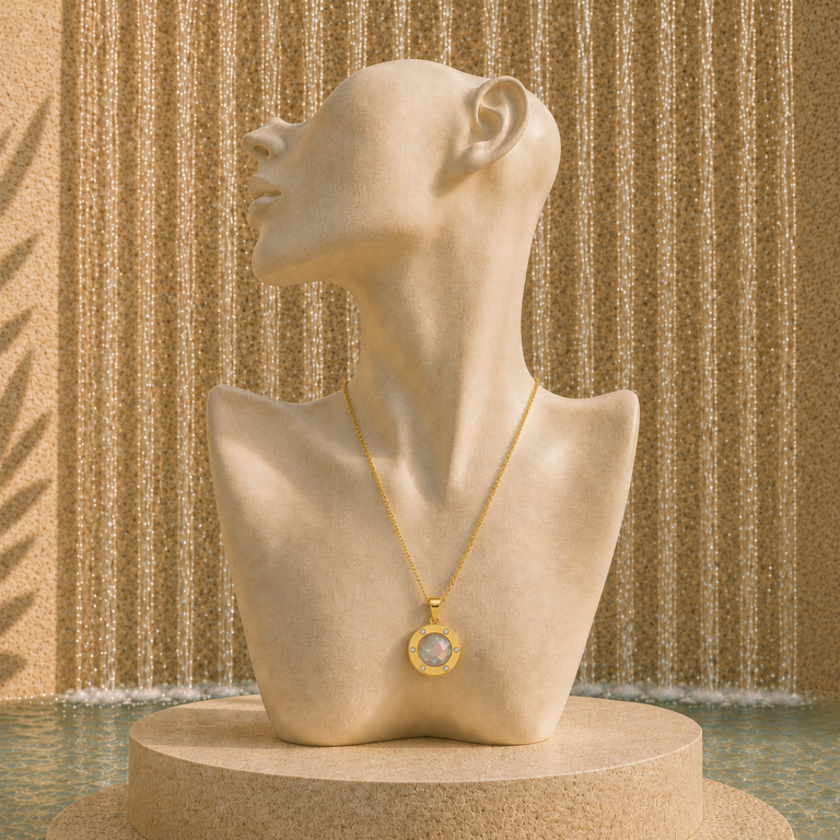 Opal Round Gold-Tone Pendant Necklace