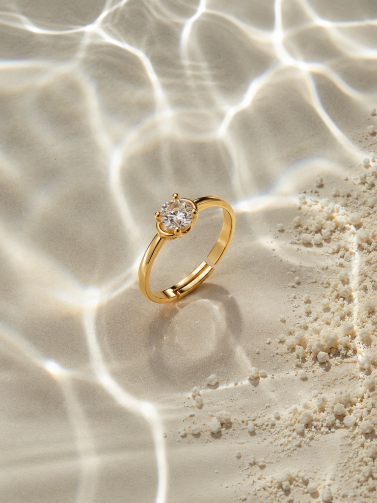 Ayla Round Zircon Gold Ring