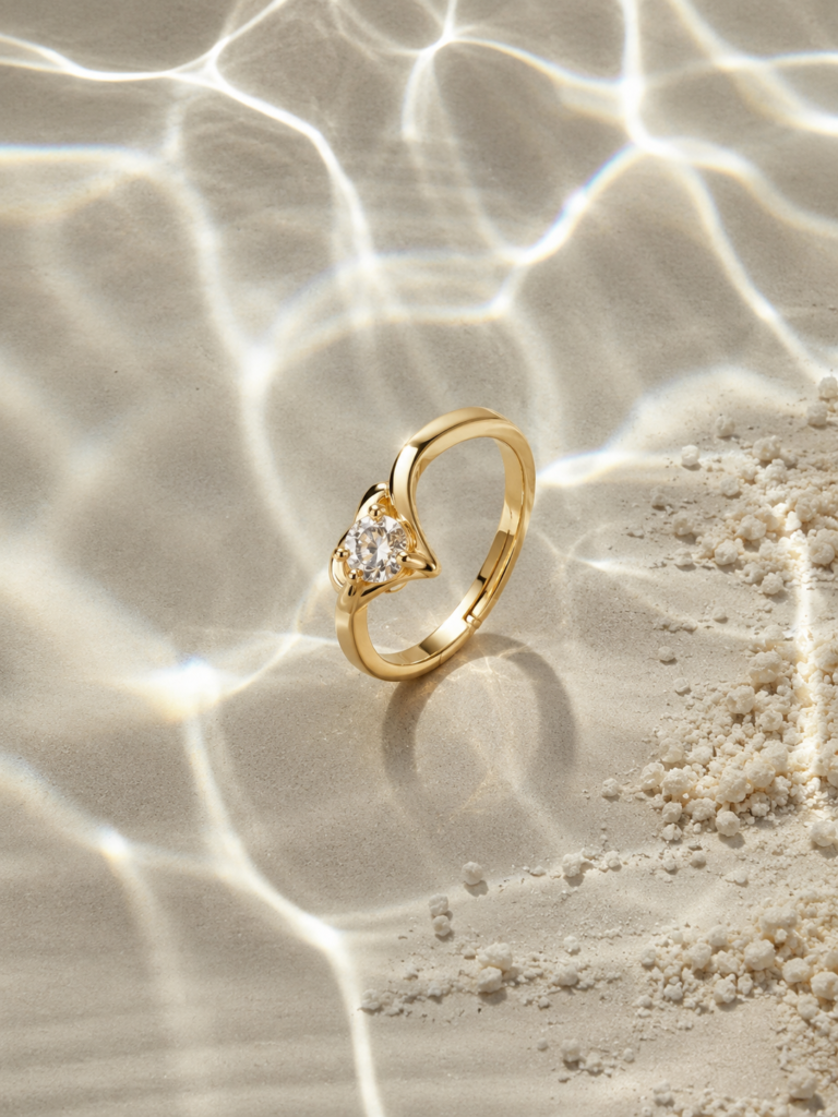 Noor Trio Gold Zircon Ring