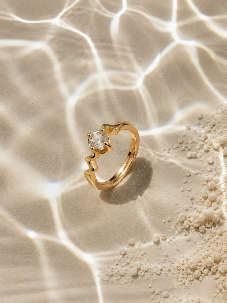 Amora Heart Gold Zircon Ring