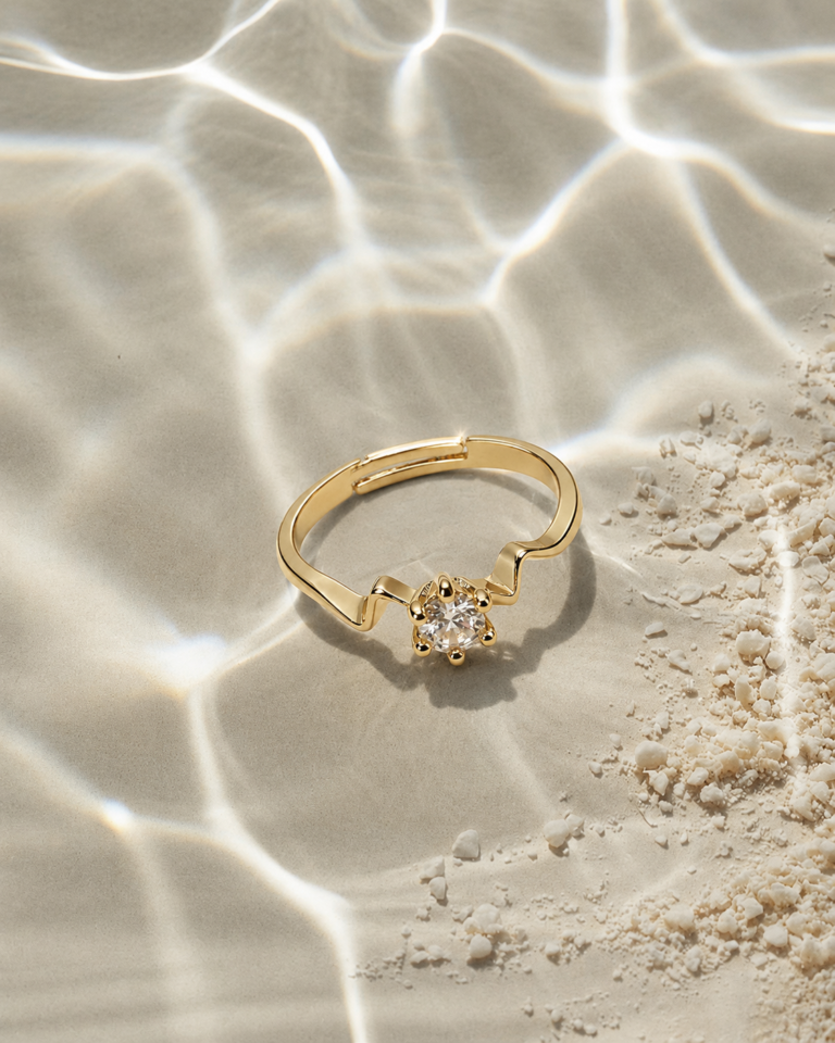 Rhea Floral Gold Zircon Ring