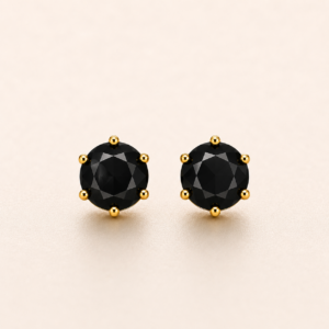 Black Crystal Round Stud Earrings