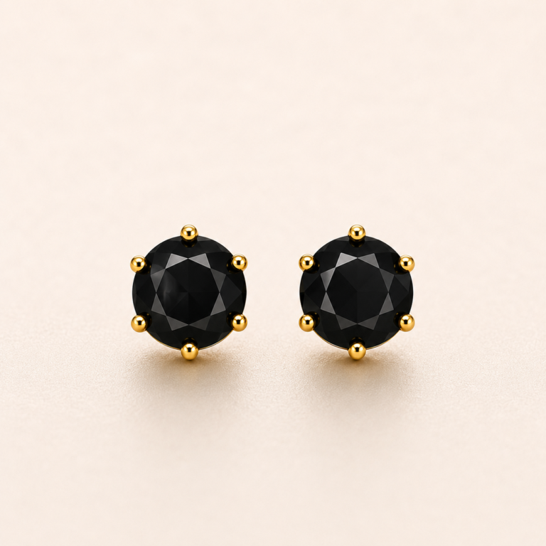 Black Crystal Round Stud Earrings