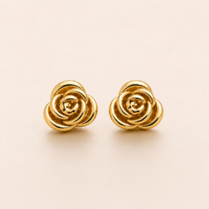 Gold Rose Stud Earrings