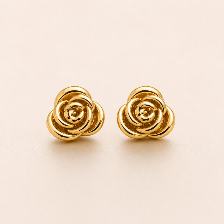 Gold Rose Stud Earrings