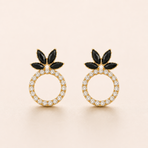 Black Bloom Crystal Hoop Earrings