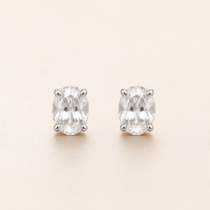 Clear Oval Gem Stud Earrings