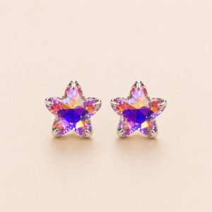 Purple Gold Star Crystal Stud Earrings