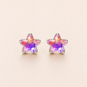 Pink Purple Star Crystal Stud Earrings
