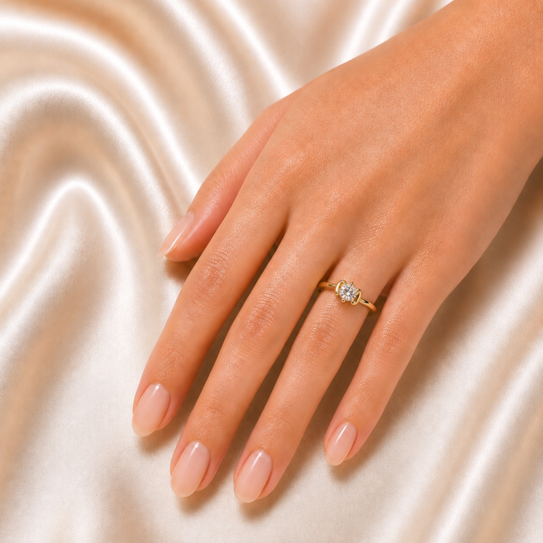 Ayla Round Zircon Gold Ring