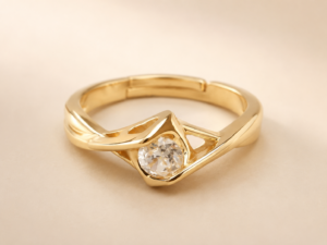 Halo Teardrop Gold Zircon Ring