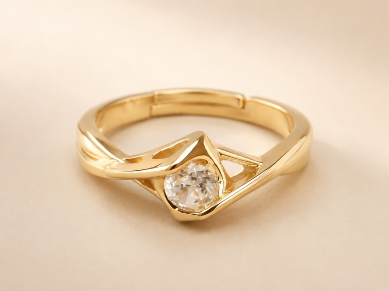 Halo Teardrop Gold Zircon Ring