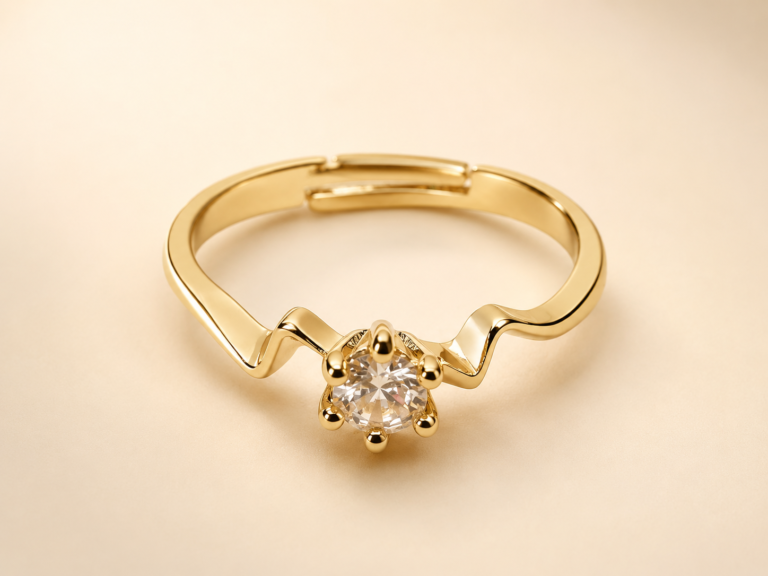 Rhea Floral Gold Zircon Ring